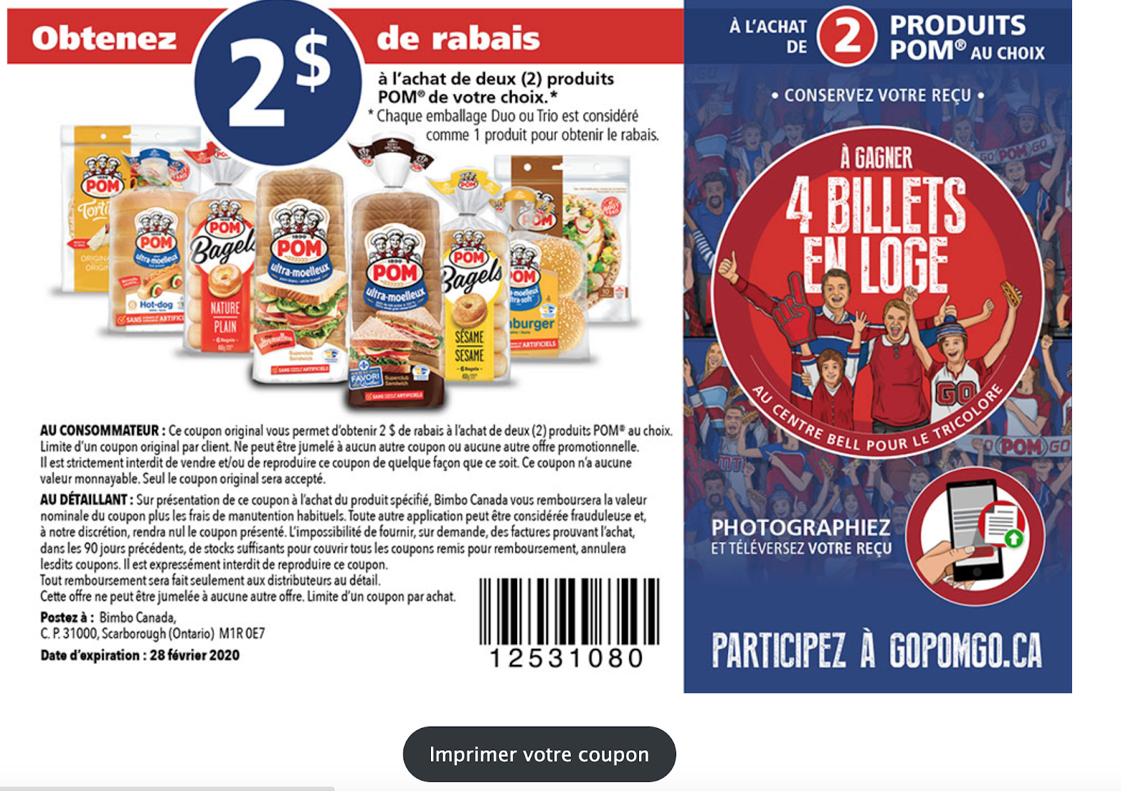 Économisez 2 à l'achat de deux produits POM®