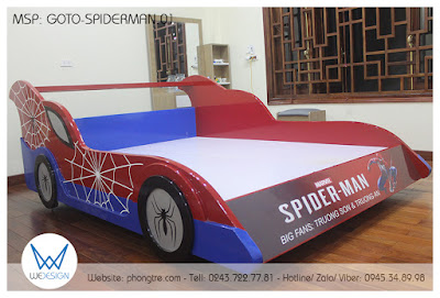 Giường ô tô Spider Man GOTO-SPIDERMAN.01 với màu xanh là màu sắc chủ đạo
