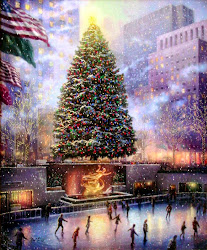 kinkade christmas thomas paintings york painting rockefeller santa center merry tree scenes xmas winter artist holiday noel backgrounds pretty painter