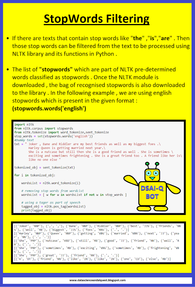 Data Science and AI Quest: StopWords Filtering using NLTK library ...