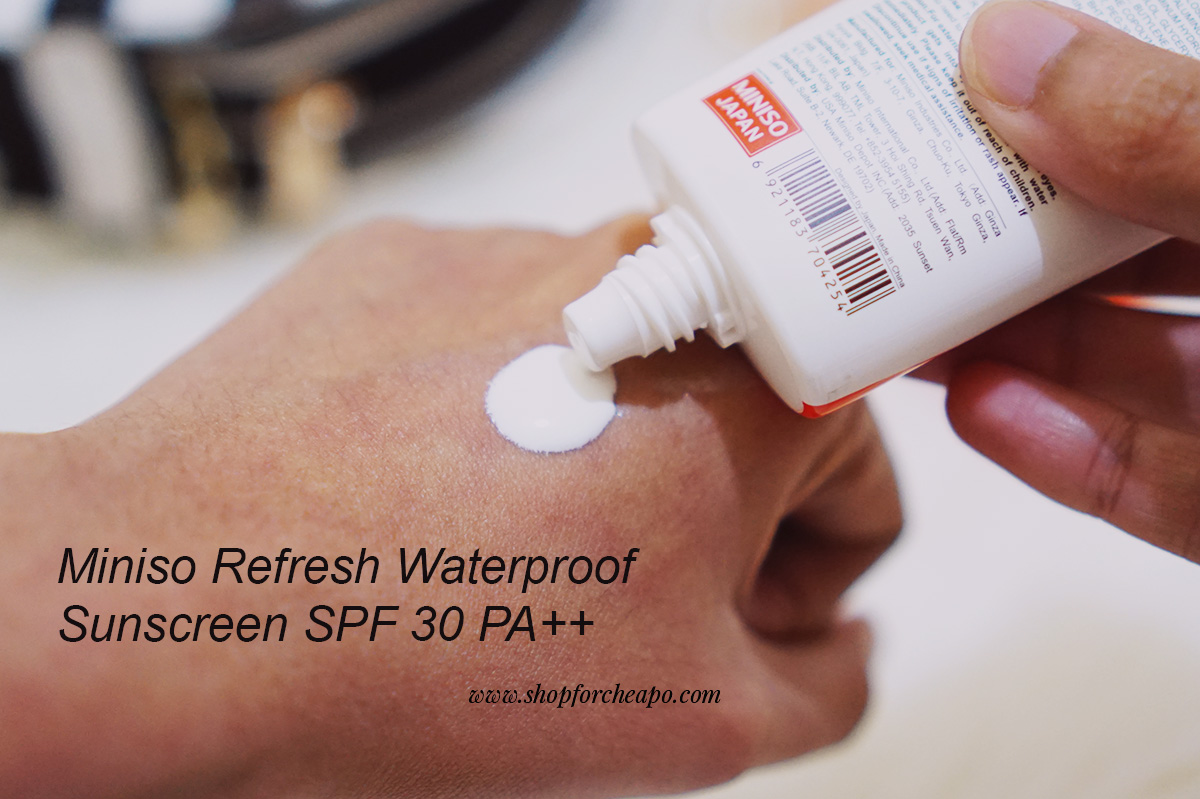Review Miniso Sunscreen Refresh Waterproof SPF 30 PA++