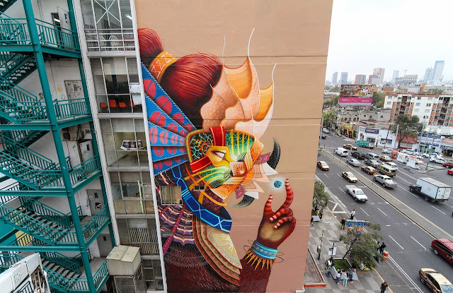 "Quetzen-tul con una canica más" Fantastic New Street Art Mural By Curiot On The Streets Of Mexico City. 1
