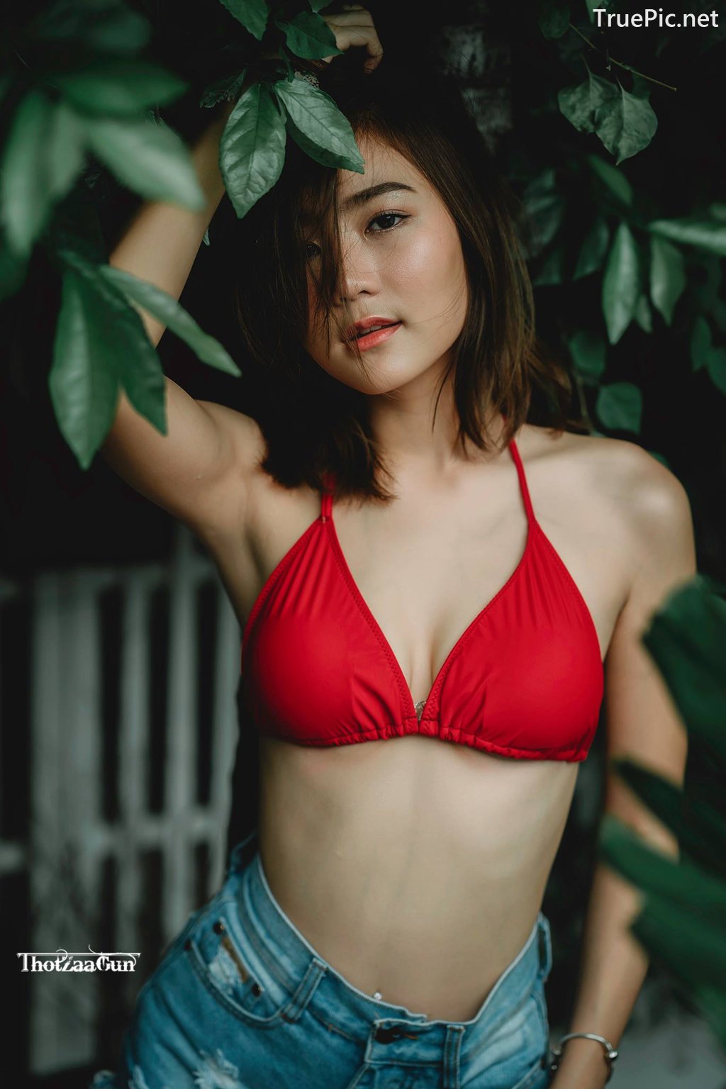 Image Thailand Model - Pattaravadee Boonmeesup - Red Bikini Top and Jean - TruePic.net - Picture-14