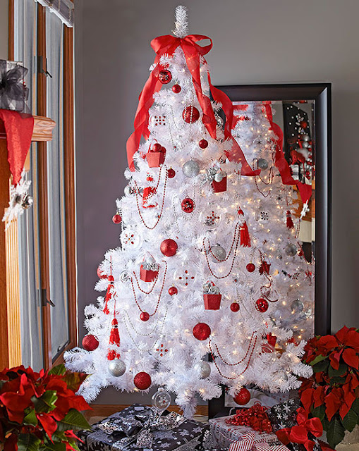 alt="Christmas,Red and White Christmas tree,how to make Christmas tree,Christmas tree decoration,decoration ideas,snow,festival,season.winter,Santa,fun"