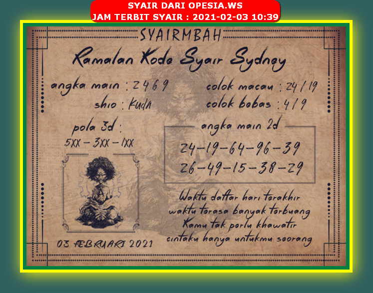 1 New Message Kode Syair Sydney 3 Februari 2021 Forum Syair Togel Hongkong Singapura Sydney