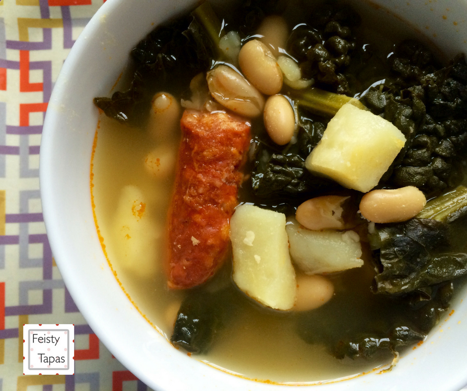 FEISTY TAPAS Instant Pot Soup with Greens, Beans, Potatoes and Chorizo