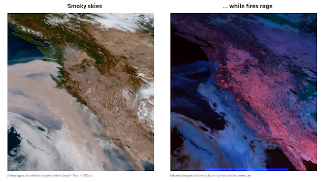 time-lapse and infrared imagery west coast smoke and fires