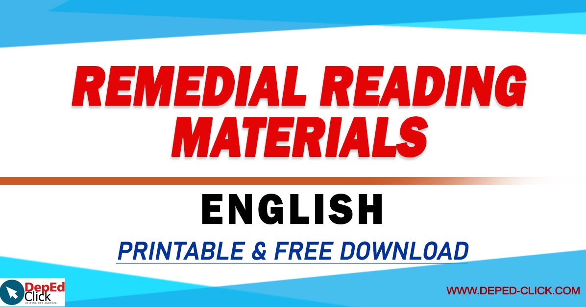 REMEDIAL READING MATERIALS In ENGLISH Free Download DepEd Click