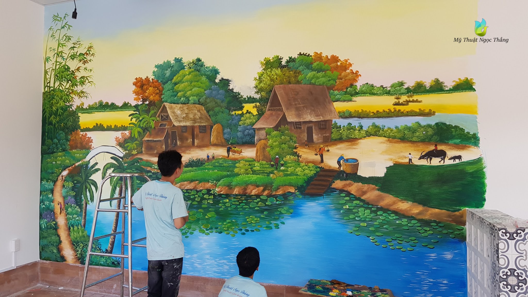 Vẽ Tranh Tường 3D Tại Biên Hòa 2022 [ MỸ THUẬT NGỌC THẮNG ]: Vẽ Tranh Tường  Đồng Quê Tại Long Thành - Đồng Nai