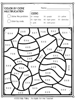 Easter Color By Number Multiplication Worksheets Easter Eggs Black and White