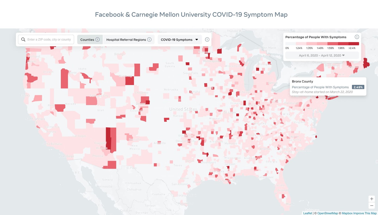 Coronavirus, ecco la mappa interattiva di Facebook sui contagi locali