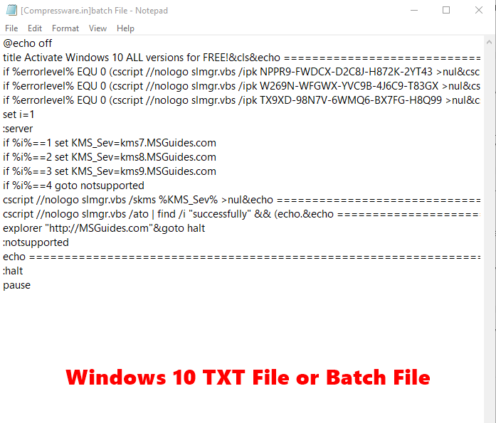 Windows activator txt