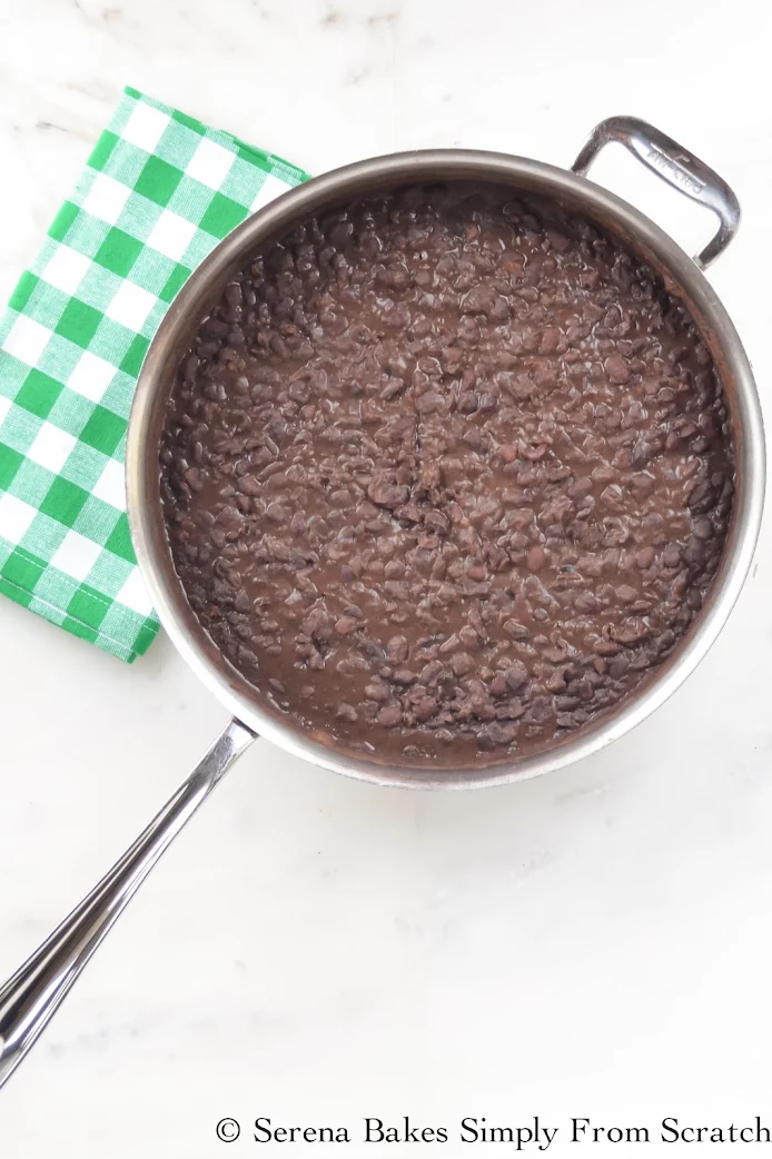 Easy to follow recipe for Refried Black Beans recipe from Serena Bakes Simply From Scratch.