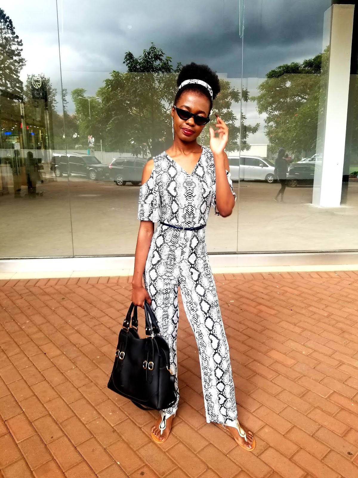 snake print romper outfit