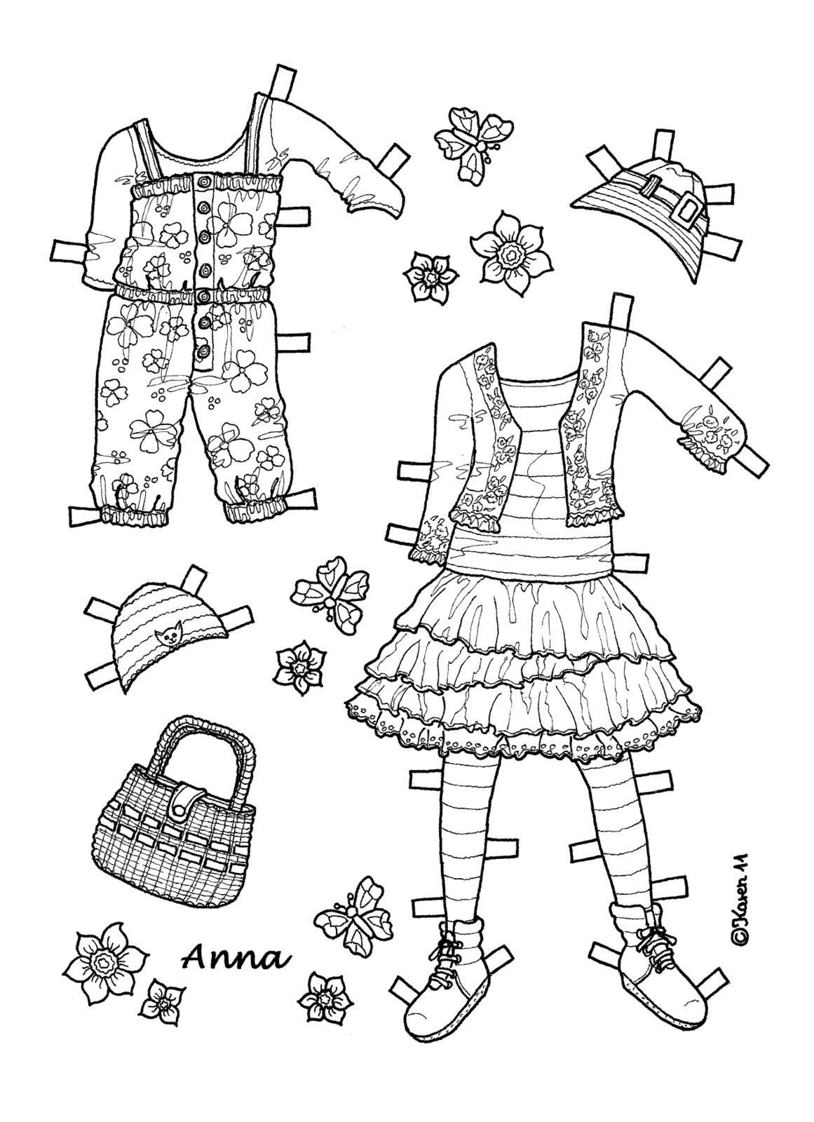 Karen`s Paper Dolls Anna 16 Paper Doll to Print and Colour. Anna 16