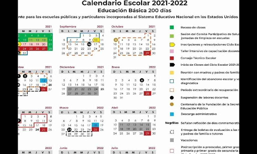 Calendario Escolar 2021-2022 para Educación Básica