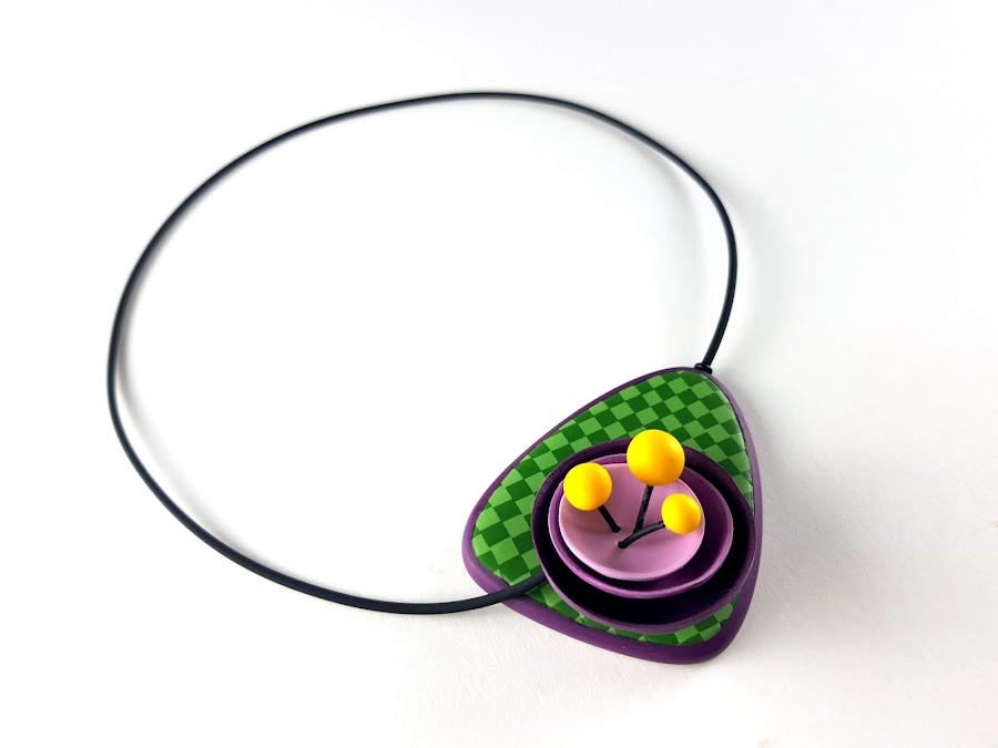 colgante flor abstracta polymer clay