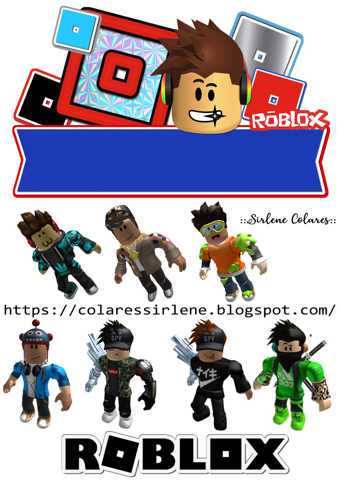 Topo de bolo Roblox para editar e imprimir grátis - Festa Free