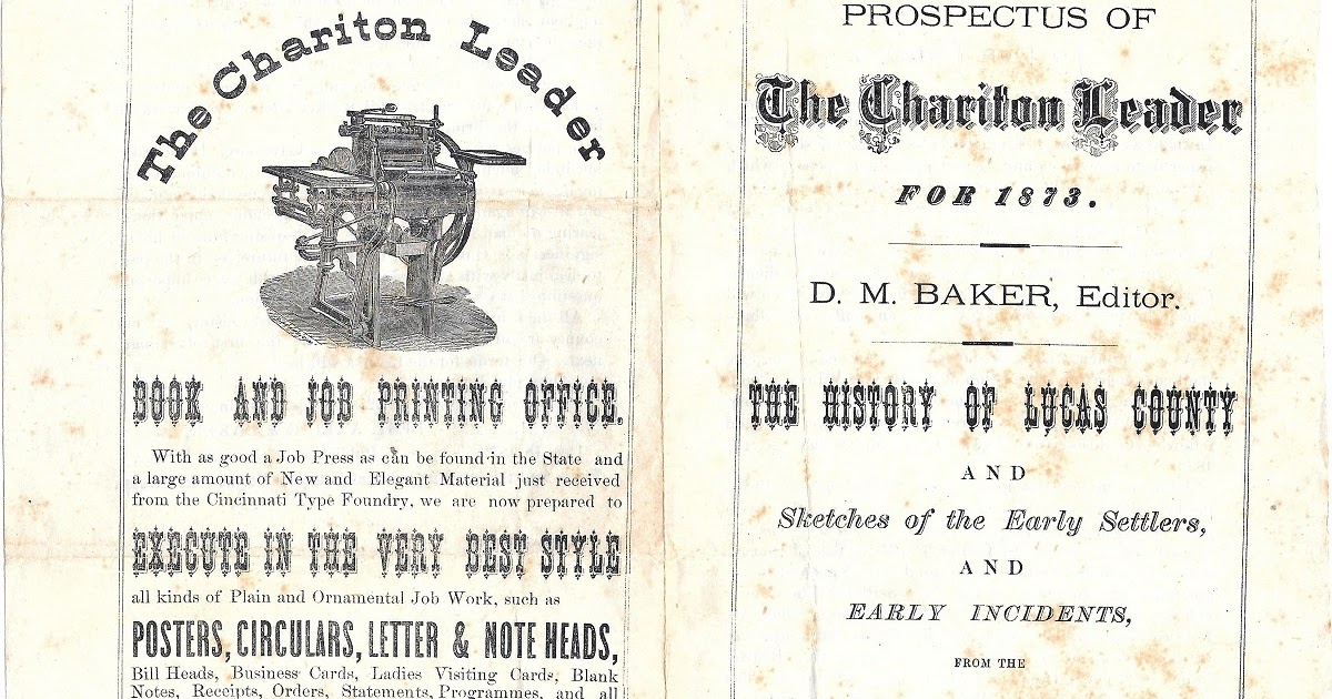 The Lucas Countyan A piece of Chariton Leader ephemera