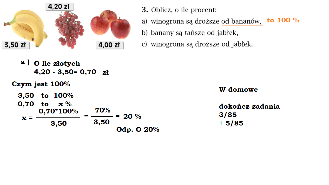 Siódma z SP 4 liczy O ile procent więcej, o ile procent mniej.