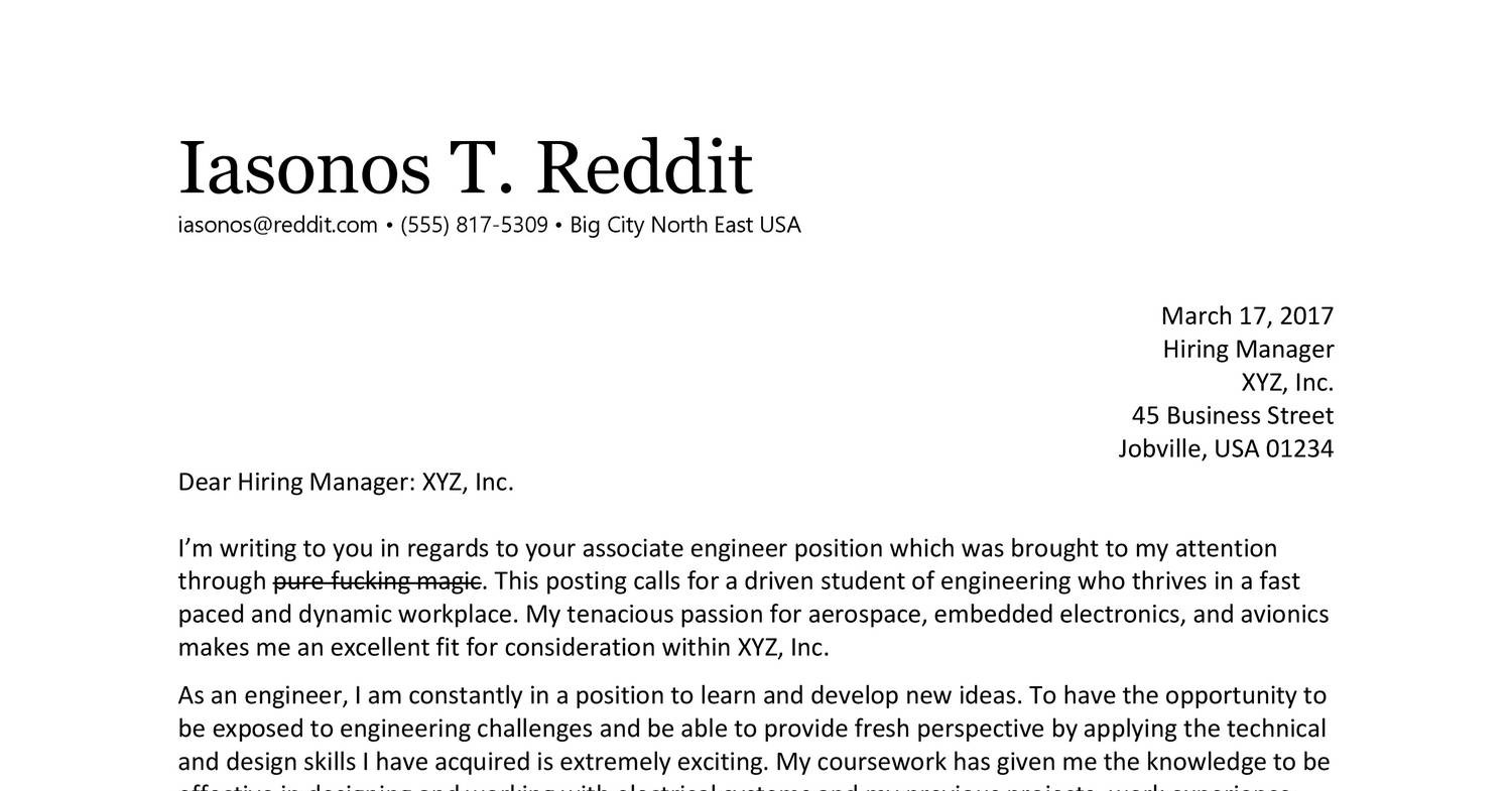 what to include in cover letter reddit