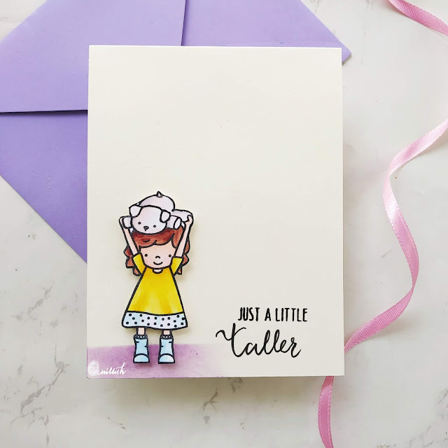 CAS card, Quillish, Neat and tangled, Copic markers, neat and tangled better together stamp, clean and simple card, card for daughters, little girl card