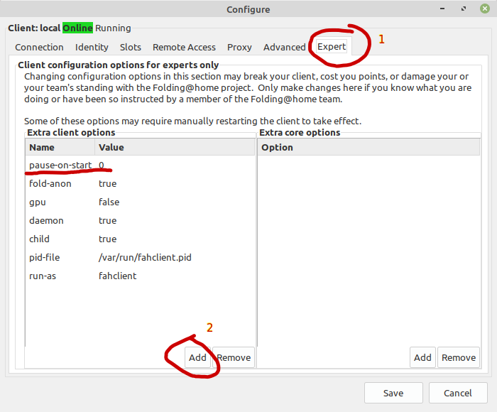 Jazzylj How disable FH starting on startup การตั้งค่า Foldinghome