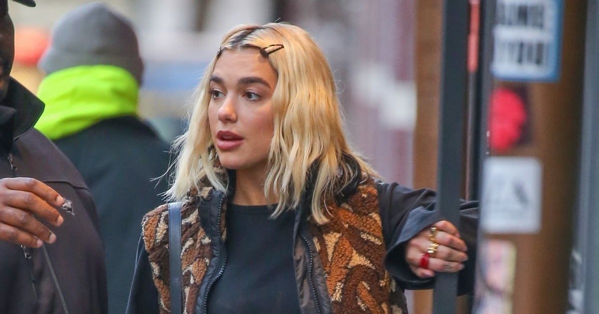 Dua Lipa Clicked in a Burberry Mini Skirt and Versace Shoes Out in New