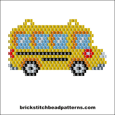 Free brick stitch seed bead pendant pattern labeled color chart