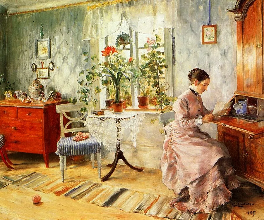 Carl Larsson - An Interior with a Woman Reading