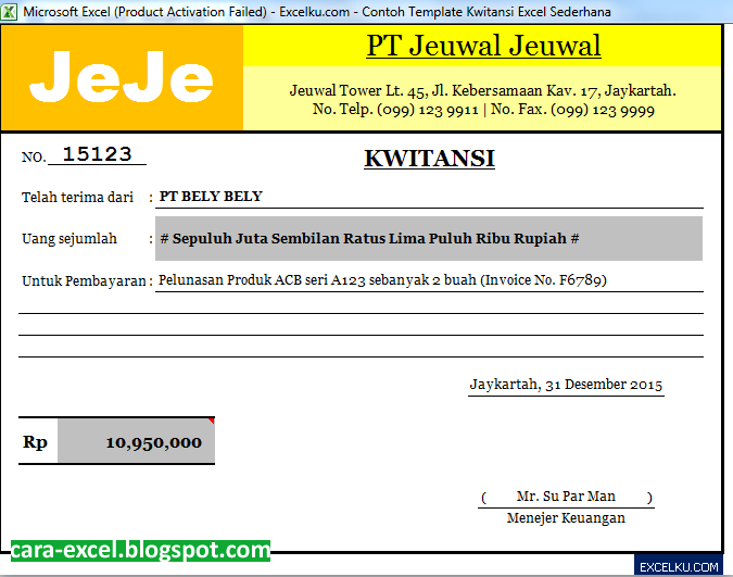 Cara Membuat Kwitansi Menggunakan Excel Cara Excel