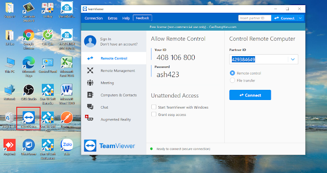 Nhấp double biểu tượng Teamviewer để sử dụng