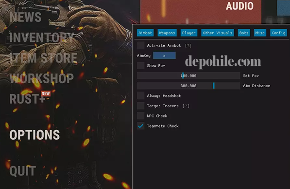 Rust Bedava Black Menu Aimbot, Wallhack Hilesi DLL 2021