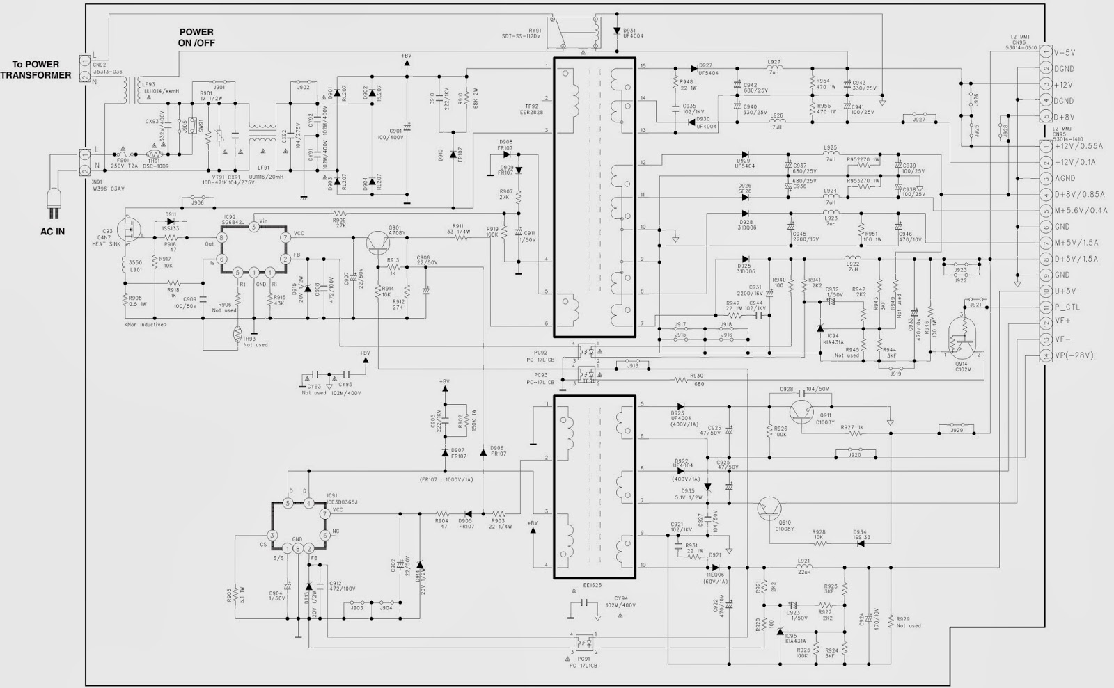 Electro help: YAMAHA DVD-S2700 - POWER SUPPLY SMPS _ SCHEMATIC