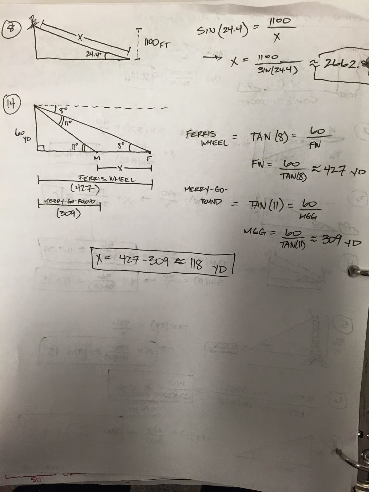 8-5 angles of elevation and depression worksheet answers picture