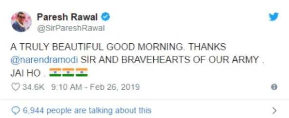 bollywood actor tweet on surgical strike 2.0