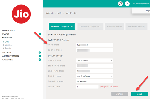 Cambiar dirección IP