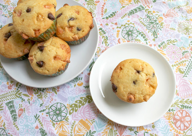 Food Lust People Love: Seasonal chocolate chips are a colorful and fun way to change up a classic muffin recipe. This one is a family favorite and makes a small batch of six muffins.