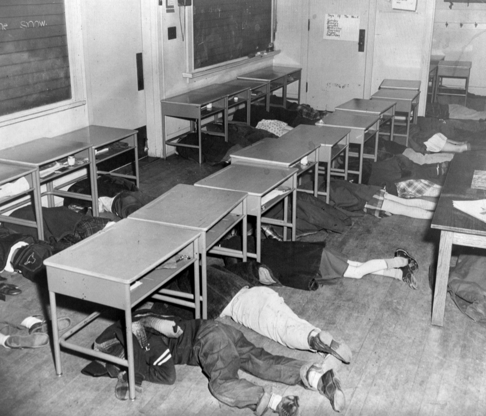During 1950s Cold War, U.S Children Taught to Duck and Cover Vintage