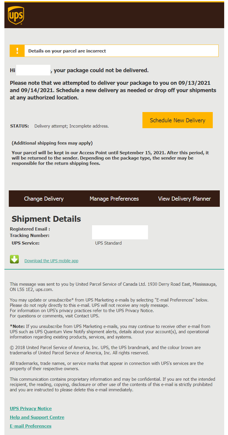 Metadata Consulting [dot] ca: Phishing UPS email with subject "DO NOT
