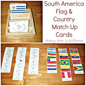 South America Flag & Country Match Up Printable