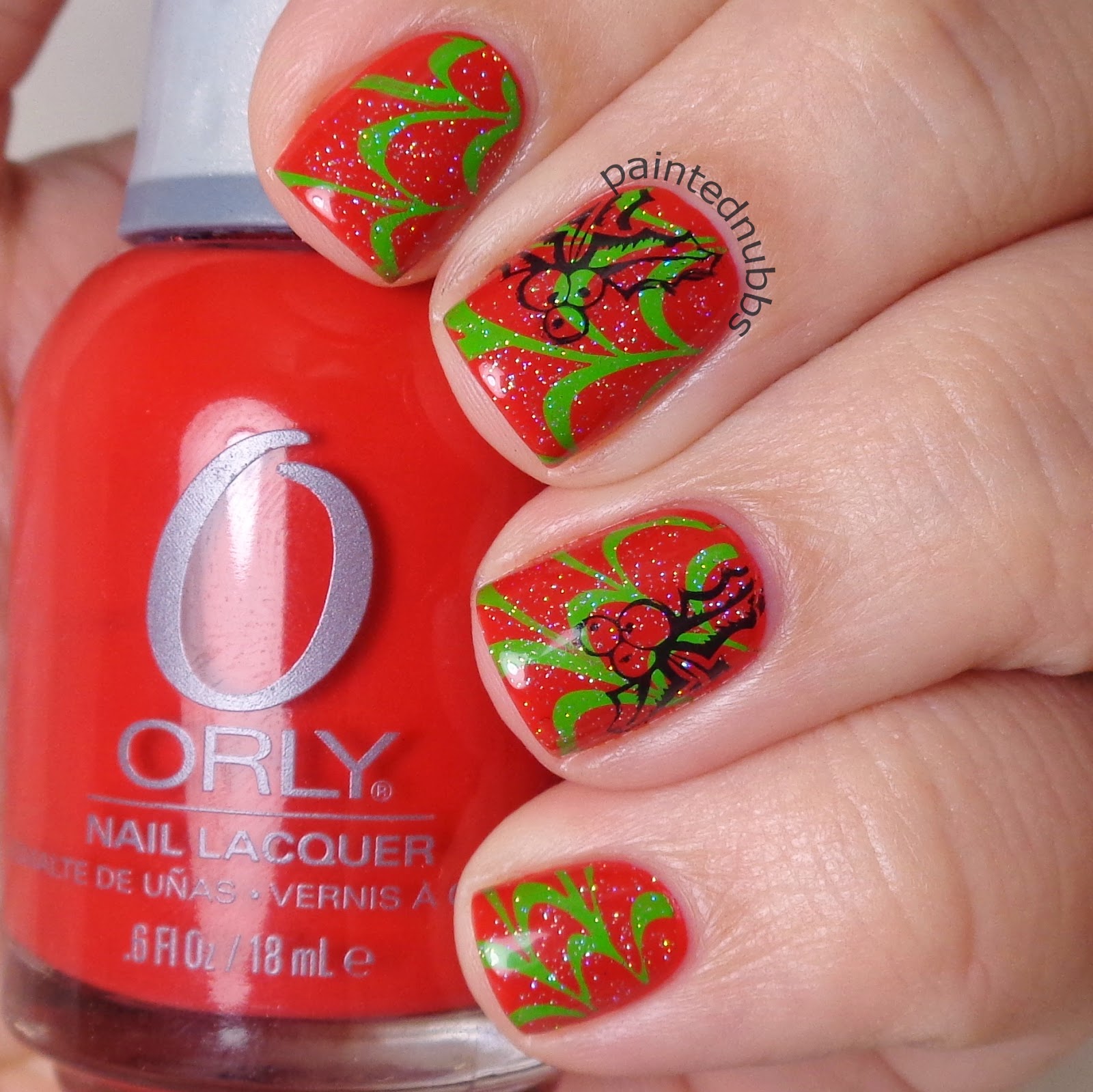 Painted Nubbs: Twinkie Nail Art Challenge Week 3: Red and Green