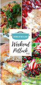 Weekend Potluck featured recipes include Cinnamon Cream Cheese Bars, Christmas Crescent Appetizer Wreath, Chocolate Candy Kiss Cookies, Christmas Cranberry Cheese Ball, and so much more. 