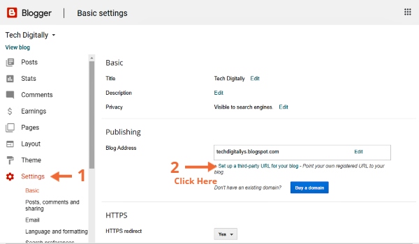 How to add Custom Domain to Blogger with GoDaddy - Tech Digitally
