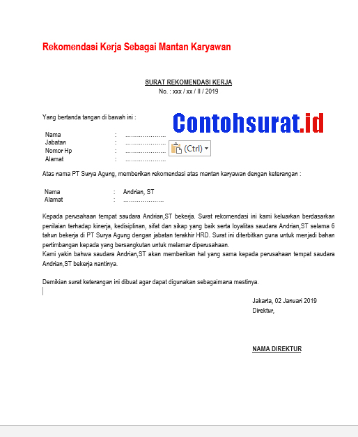 Contoh Surat Rekomendasi Kerjasama Archives Contoh Surat