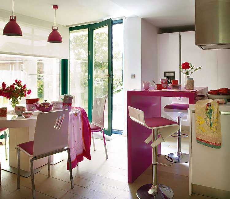 Decoración cocina en color rosa