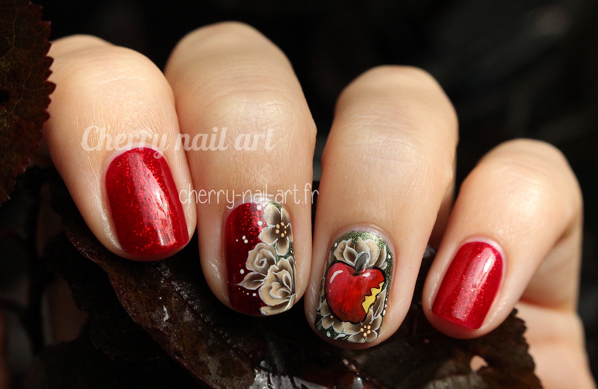 nail-art-fleurs-one-stroke-pomme