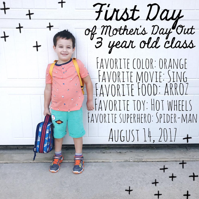 Back To School: Dylan's First Day of Mother's Day Out -- 3 year old class