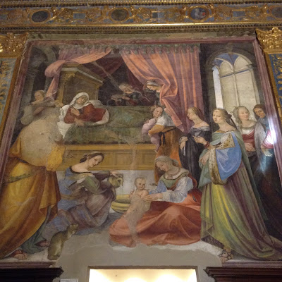 Siena, Oratorio di San Bernardino: Nascita della Vergine di Girolamo del Pacchia