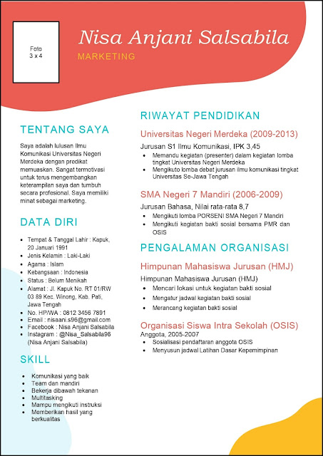 Deskripsi diri di cv